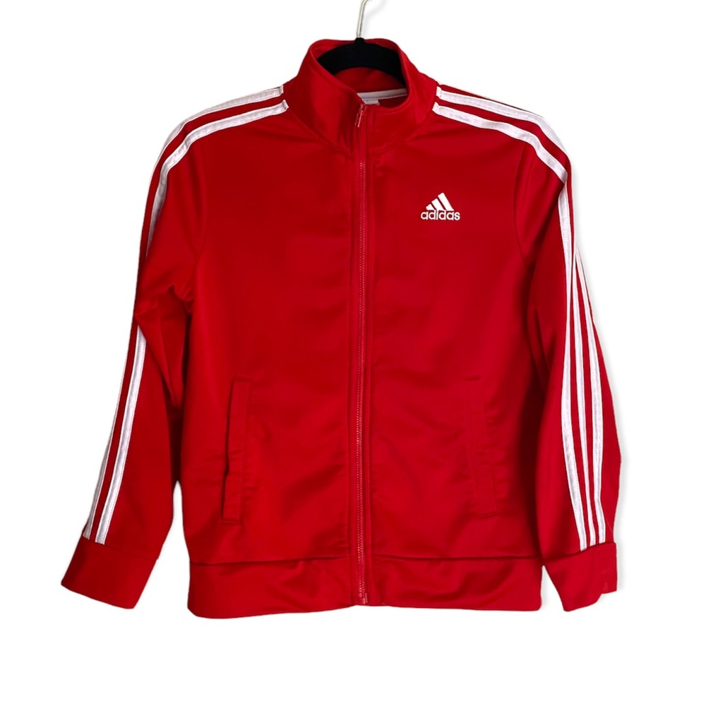 Adidas red zip up sweater